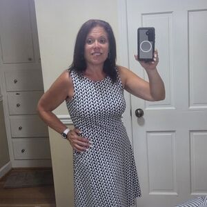 New York & Company Black and White A-Line Midi Dress